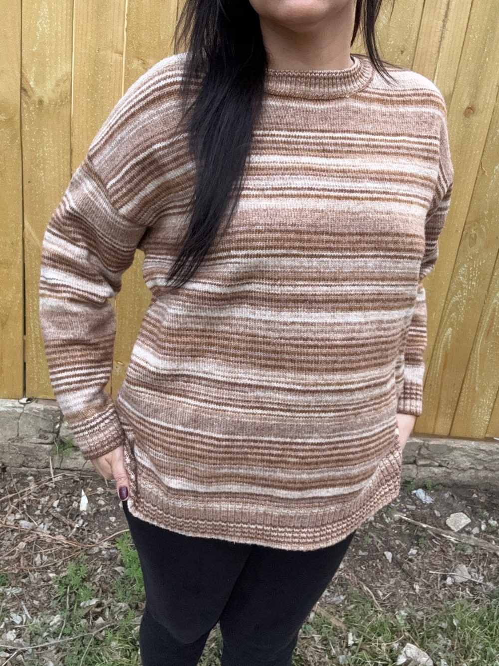 beige striped sweater